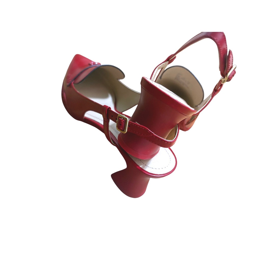 Coach Red Leather Pointed Toe Block Heel Nikola Slingback Pumps size 8.5 NIB - Picture 5 of 6